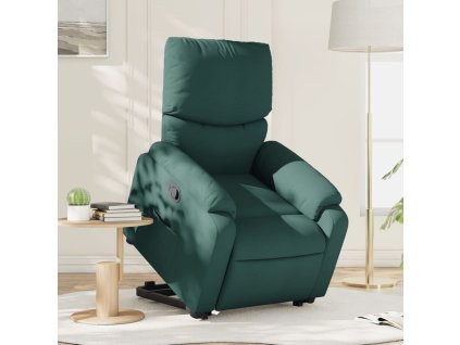 Zvedací polohovací křeslo tmavě zelené textil 3204830