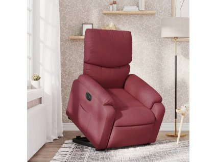 Elektrické zvedací polohovací křeslo vínové textil 3204851