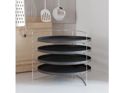 Plechy na pizzu 4 ks se stojanem Ø 28 cm ocel 154983