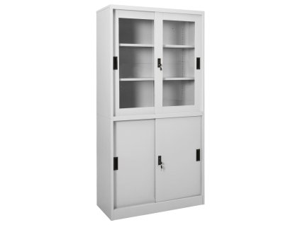 Kancelářská skříň posuvné dveře světle šedá 90x40x180 cm ocel 335963