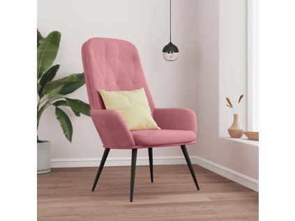 Relaxační křeslo růžové samet 341198