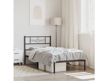Kovový rám postele s čelem černý 90 x 200 cm 355260