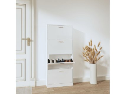Botník bílý s vysokým leskem 59x17x150 cm kompozitní dřevo 342522