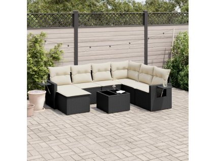 8dílná zahradní sedací souprava s poduškami černá polyratan 3252843