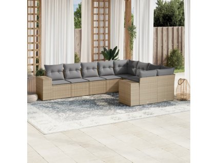9dílná zahradní sedací souprava s poduškami béžová polyratan 3255376
