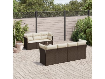 8dílná zahradní sedací souprava s poduškami hnědá polyratan 3217283