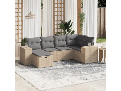6dílná zahradní sedací souprava a podušky mix béžové polyratan 3264415