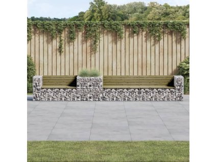 Zahradní lavice s gabionovým košem impregnovaná borovice 3196250