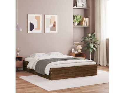 Rám postele se zásuvkami hnědý dub 140x200 cm kompozitní dřevo 3207279