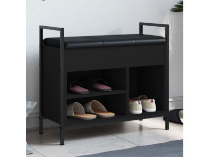 Lavice s botníkem černá 65,5 x 32 x 57,5 cm kompozitní dřevo 835202