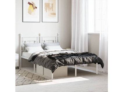 Kovový rám postele s čelem bílý 120 x 200 cm 374386