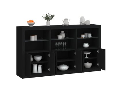 Příborník s LED osvětlením černý 181,5 x 37 x 100 cm 3209150