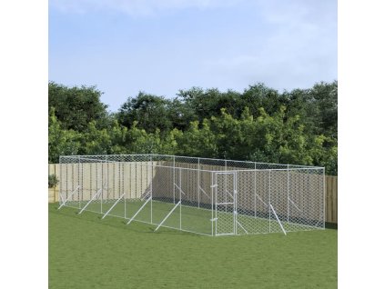 Venkovní psí kotec stříbrný 4 x 12 x 2 m pozinkovaná ocel 3190457