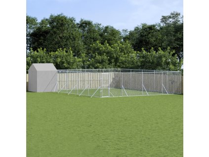 Venkovní psí kotec se střechou stříbrný 10 x 10 x 2,5 m ocel 3190481