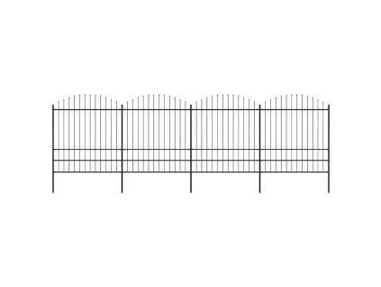 Zahradní plot s kopím nahoře ocelový 714,5 x 200 cm černý 277751