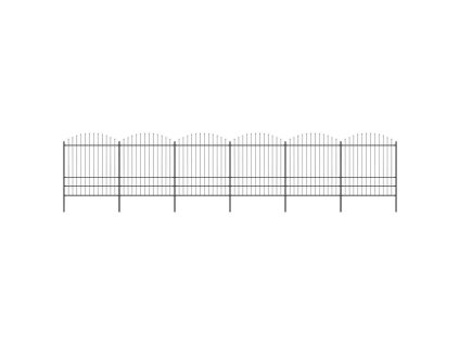 Zahradní plot s kopím nahoře ocelový 1070 x 200 cm černý 277753
