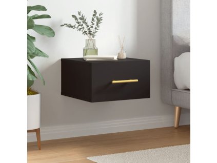 Nástěnný noční stolek černý 35 x 35 x 20 cm 829790
