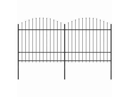Zahradní plot s kopím nahoře ocelový 359 x 175 cm černý 277740