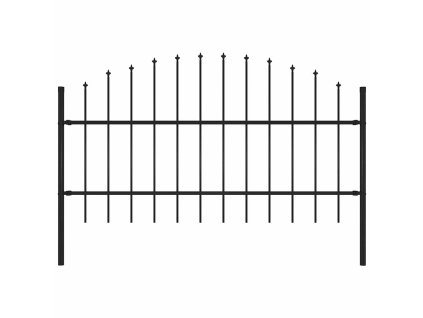 Zahradní plot s kopím nahoře ocelový 181 x 100 cm černý 144941