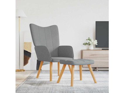 Relaxační křeslo se stoličkou světle šedé textil 327930