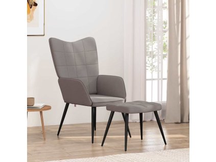 Relaxační židle se stoličkou taupe textil 327961