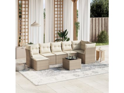 8dílná zahradní sedací souprava s poduškami béžová polyratan 3263204