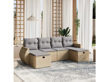 6dílná zahradní sedací souprava a podušky mix béžové polyratan 3264165