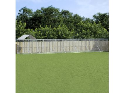 Venkovní psí kotec se střechou stříbrný 14 x 2 x 2,5 m ocel 3190469