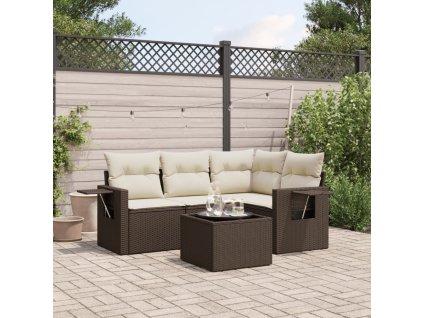 5dílná zahradní sedací souprava s poduškami hnědá polyratan 3220122
