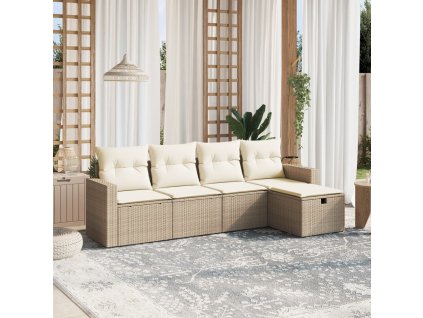 5dílná zahradní sedací souprava s poduškami béžová polyratan 3263464