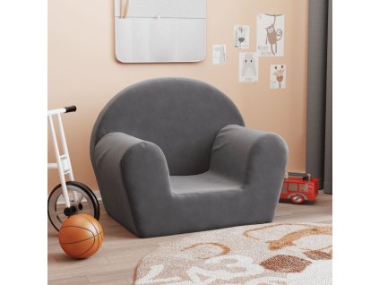 Dětská pohovka antracitová měkký plyš 356982