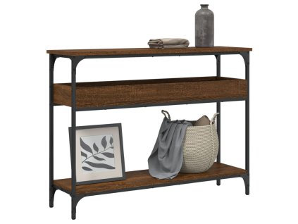 Konzolový stolek s policí hnědý dub 100 x 29 x 75 cm kompozit 837721