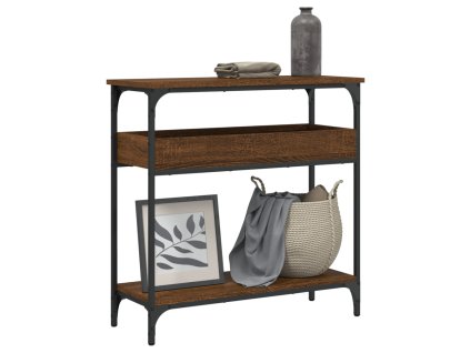 Konzolový stolek s policí hnědý dub 75 x 29 x 75 cm kompozit 837716