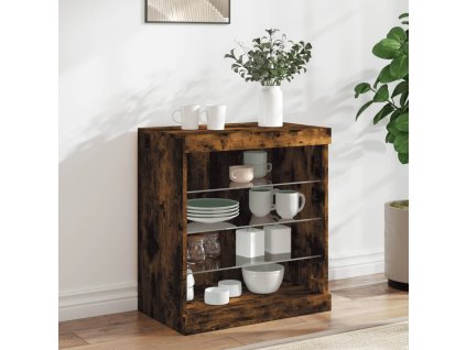 Příborník s LED osvětlením kouřový dub 60,5 x 37 x 67 cm 836697