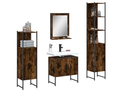 4dílná koupelnová sestava kouřový dub kompozitní dřevo 3214356