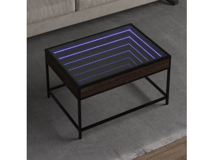 Konferenční stolek s Infinity LED hnědý dub 70 x 50 x 41 cm 847686
