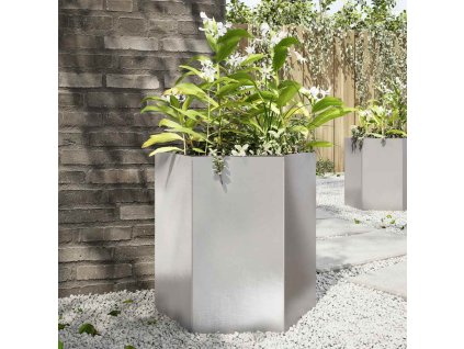 Zahradní truhlík šestihranný 46 x 40 x 45 cm nerezová ocel 851116