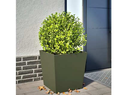 Zahradní truhlík olivově zelený 50 x 50 x 50 cm ocel 851072