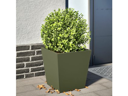 Zahradní truhlík olivově zelený 40 x 40 x 40 cm ocel 851058