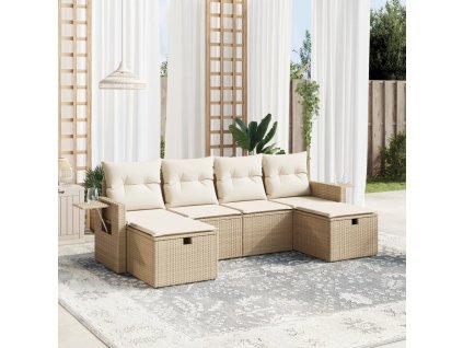 6dílná zahradní sedací souprava s poduškami béžová polyratan 3263854