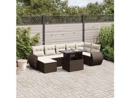 8dílná zahradní sedací souprava s poduškami hnědá polyratan 3268693