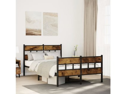 Kovový rám postele bez matrace kouřový dub 120 x 200 cm 4017069