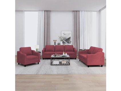 3dílná sedací souprava s poduškami vínová textil 3201776