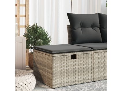 Zahradní stolička s poduškou světle šedá 55x55x37 cm polyratan 366180