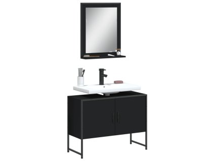 2dílná koupelnová sestava černá kompozitní dřevo 3214339