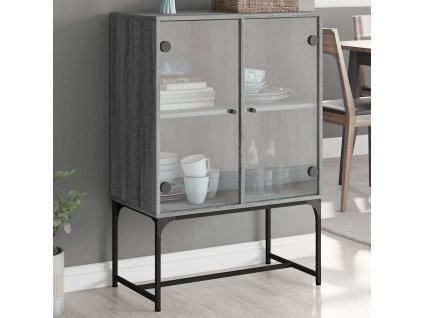 Odkládací skříňka skleněná dvířka šedá sonoma 69x37x100 cm 836551