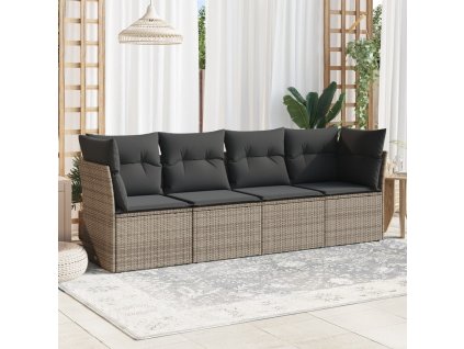 4dílná zahradní sedací souprava s poduškami šedá polyratan 3217230