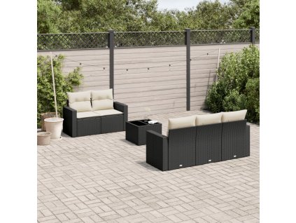 6dílná zahradní sedací souprava s poduškami černá polyratan 3218686