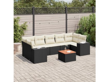 8dílná zahradní sedací souprava s poduškami černá polyratan 3257687