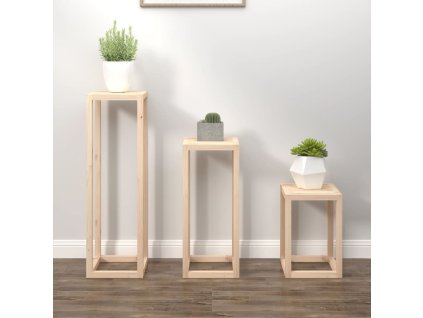 3dílná sada stojanů na květiny masivní borovice 822267